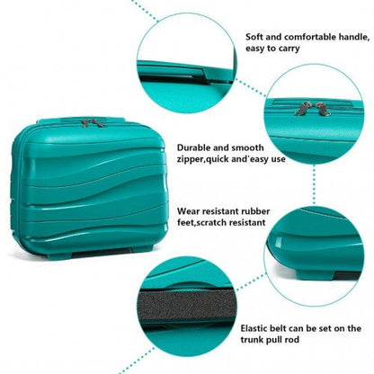 K2094L - Kono 14 Inch Lightweight Polypropylene Hard Shell Vanity Case - Blue - Easy Luggage