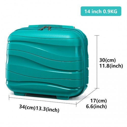 K2094L - Kono 14 Inch Lightweight Polypropylene Hard Shell Vanity Case - Blue - Easy Luggage