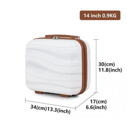 K2094L - Kono 14 Inch Lightweight Polypropylene Hard Shell Vanity Case - Cream - Easy Luggage