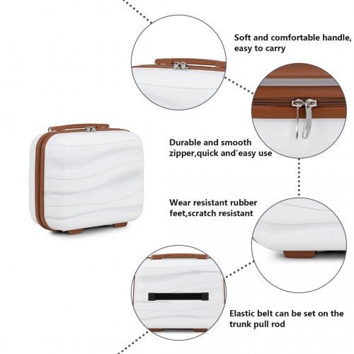 K2094L - Kono 14 Inch Lightweight Polypropylene Hard Shell Vanity Case - Cream - Easy Luggage