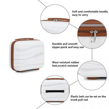 K2094L - Kono 14 Inch Lightweight Polypropylene Hard Shell Vanity Case - Cream - Easy Luggage