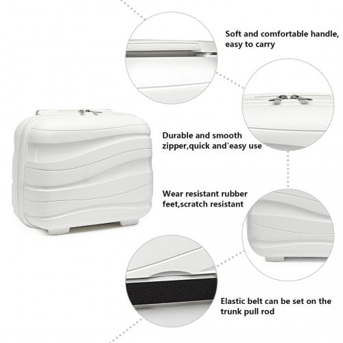 K2094L - Kono 14 Inch Lightweight Polypropylene Hard Shell Vanity Case - Cream White - Easy Luggage