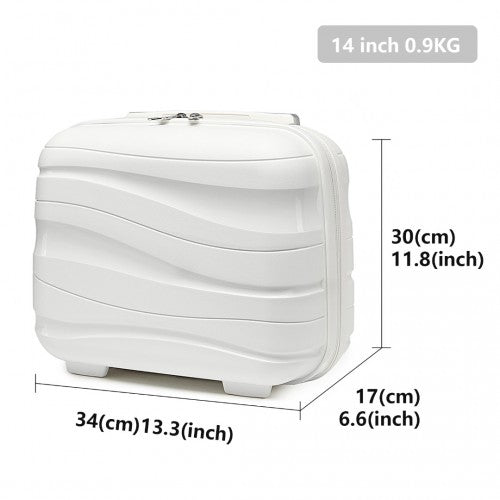 K2094L - Kono 14 Inch Lightweight Polypropylene Hard Shell Vanity Case - Cream White - Easy Luggage