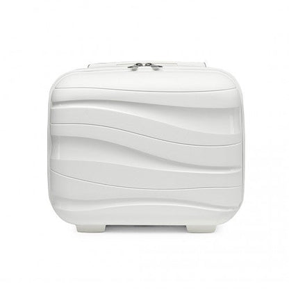 K2094L - Kono 14 Inch Lightweight Polypropylene Hard Shell Vanity Case - Cream White - Easy Luggage