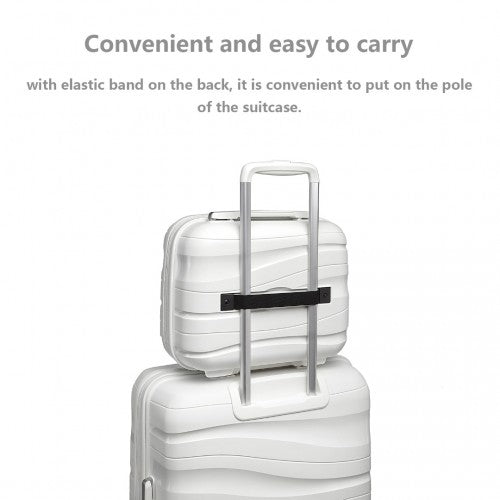 K2094L - Kono 14 Inch Lightweight Polypropylene Hard Shell Vanity Case - Cream White - Easy Luggage