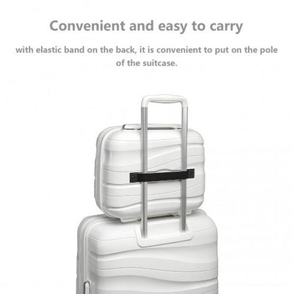 K2094L - Kono 14 Inch Lightweight Polypropylene Hard Shell Vanity Case - Cream White - Easy Luggage