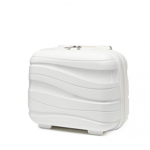 K2094L - Kono 14 Inch Lightweight Polypropylene Hard Shell Vanity Case - Cream White - Easy Luggage