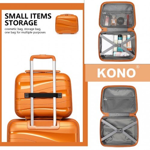 K2094L - Kono 14 Inch Lightweight Polypropylene Hard Shell Vanity Case - Orange - Easy Luggage