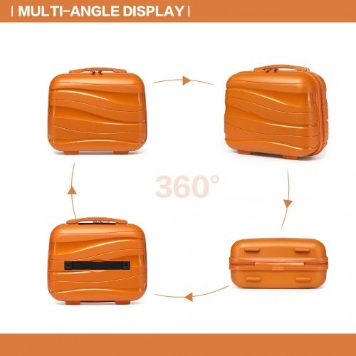 K2094L - Kono 14 Inch Lightweight Polypropylene Hard Shell Vanity Case - Orange - Easy Luggage