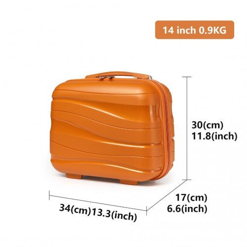 K2094L - Kono 14 Inch Lightweight Polypropylene Hard Shell Vanity Case - Orange - Easy Luggage