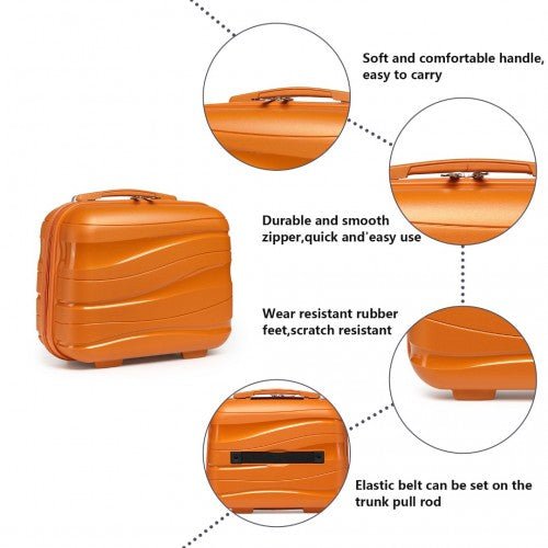 K2094L - Kono 14 Inch Lightweight Polypropylene Hard Shell Vanity Case - Orange - Easy Luggage