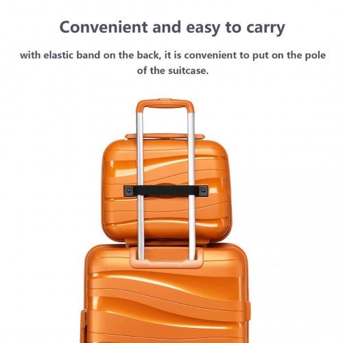 K2094L - Kono 14 Inch Lightweight Polypropylene Hard Shell Vanity Case - Orange - Easy Luggage