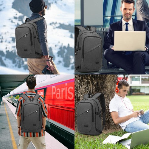 Easy Luggage E6715 - Kono Business Laptop Backpack with USB Charging Port - Dark Grey