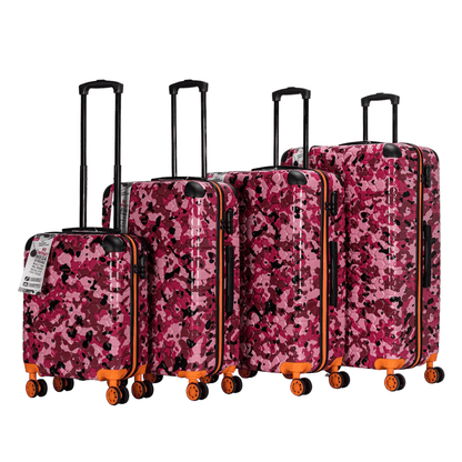 Easy Luggage Eagle Camouflage Print Lightweight 4 Wheel ABS Hard Shell Luggage Suitcase Pink