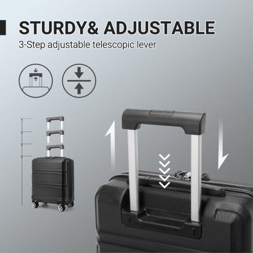 Easy Luggage K1871-1L - Kono ABS 16 Inch Sculpted Horizontal Design Cabin Luggage - Black