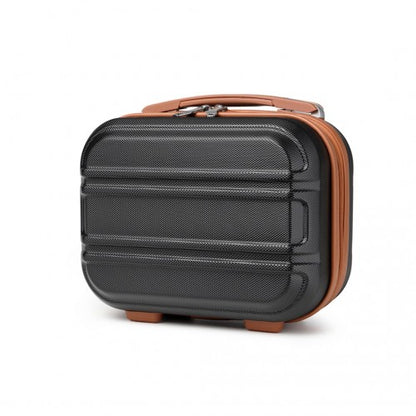 Easy Luggage K1871-1L - Kono 12 Inch Lightweight Hard Shell ABS Vanity Case - Black And Brown