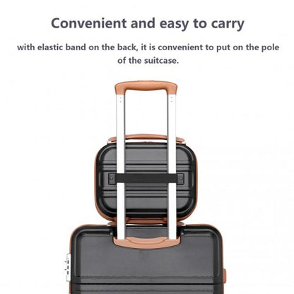 Easy Luggage K1871-1L - Kono 12 Inch Lightweight Hard Shell ABS Vanity Case - Black And Brown