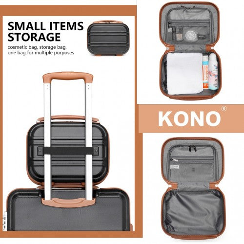 Easy Luggage K1871-1L - Kono 12 Inch Lightweight Hard Shell ABS Vanity Case - Black And Brown