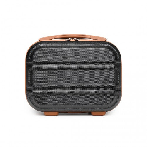 Easy Luggage K1871-1L - Kono 12 Inch Lightweight Hard Shell ABS Vanity Case - Black And Brown