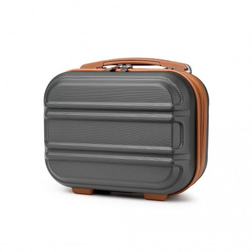 Easy Luggage K1871-1L - Kono 12 Inch Lightweight Hard Shell ABS Vanity Case - Grey And Brown