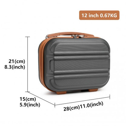 Easy Luggage K1871-1L - Kono 12 Inch Lightweight Hard Shell ABS Vanity Case - Grey And Brown