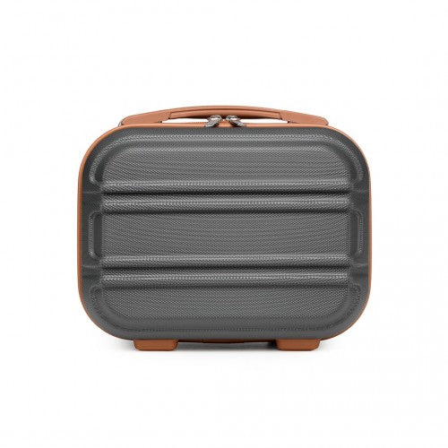 Easy Luggage K1871-1L - Kono 12 Inch Lightweight Hard Shell ABS Vanity Case - Grey And Brown