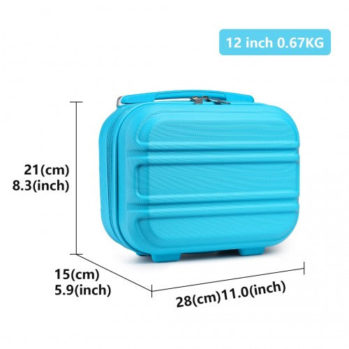 Easy Luggage K1871-1L - Kono 12 Inch Lightweight Hard Shell ABS Vanity Case - Blue