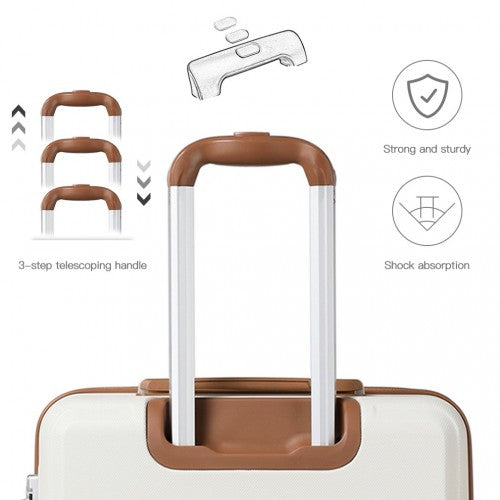 Easy Luggage K1871-1L - Kono ABS 24 Inch Sculpted Horizontal Design Suitcase - Cream
