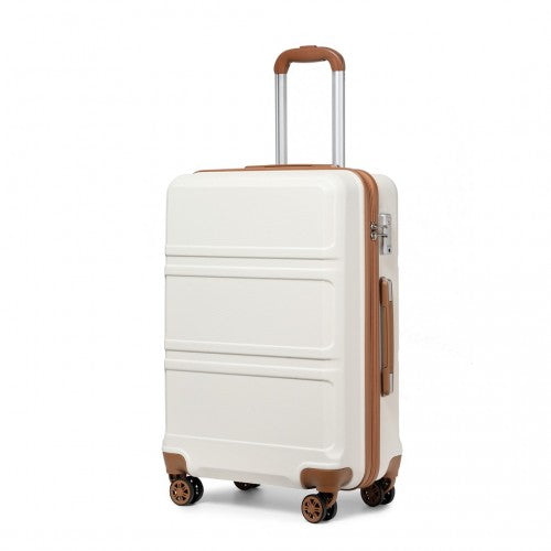 Easy Luggage K1871-1L - Kono ABS 24 Inch Sculpted Horizontal Design Suitcase - Cream