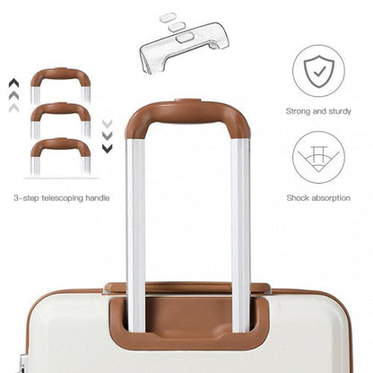 Easy Luggage K1871-1L - Kono ABS 28 Inch Sculpted Horizontal Design Suitcase - Cream