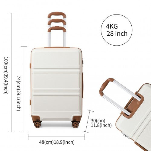 Easy Luggage K1871-1L - Kono ABS 28 Inch Sculpted Horizontal Design Suitcase - Cream