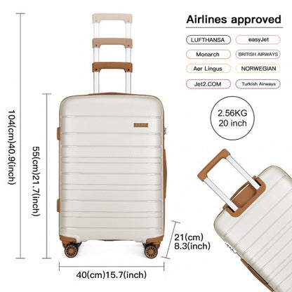 Easy Luggage K2091L - Kono 20 Inch Multi Texture Hard Shell PP Suitcase - Classic Collection - Cream