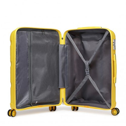 Easy Luggage K2092L - Kono Bright Hard Shell PP Suitcase With TSA Lock And Vanity Case 4 Pieces Set - Classic Collection - Yellow