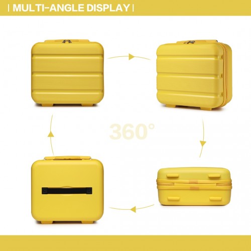 Easy Luggage K2092L - Kono Bright Hard Shell PP Suitcase With TSA Lock And Vanity Case 4 Pieces Set - Classic Collection - Yellow