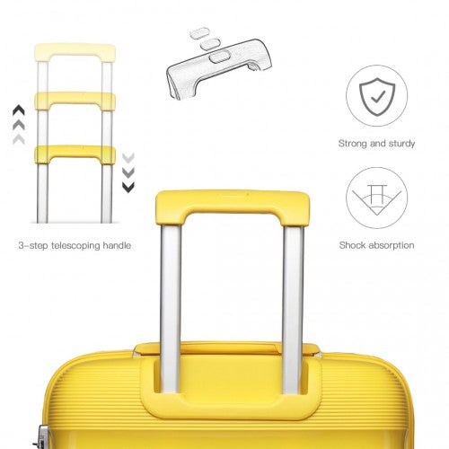 Easy Luggage K2092L - Kono Bright Hard Shell PP Suitcase With TSA Lock And Vanity Case 4 Pieces Set - Classic Collection - Yellow