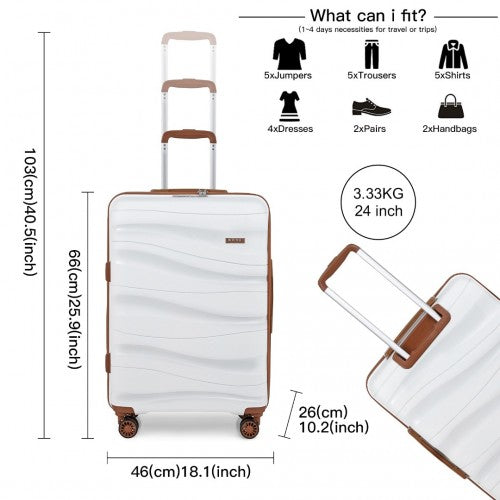 Easy Luggage K2094L - Kono 24 Inch Lightweight Polypropylene Hard Shell Suitcase With TSA Lock - Cream