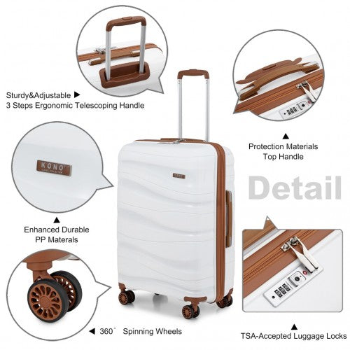 Easy Luggage K2094L - Kono 24 Inch Lightweight Polypropylene Hard Shell Suitcase With TSA Lock - Cream