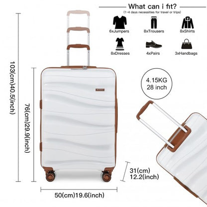 Easy Luggage K2094L - Kono 28 Inch Lightweight Polypropylene Hard Shell Suitcase With TSA Lock - Cream