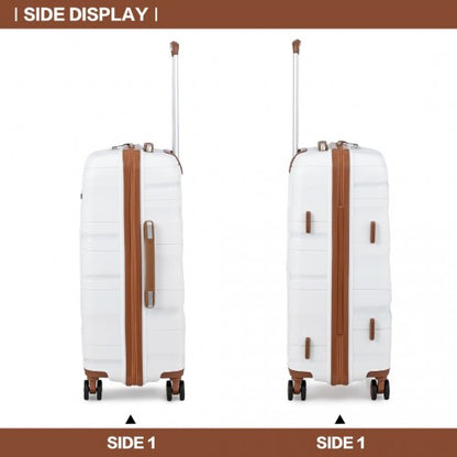 Easy Luggage K2094L - Kono Lightweight Polypropylene Hard Shell 4 Piece Suitcase Set With TSA Lock And Vanity Case - Cream