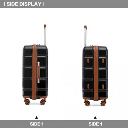 Easy Luggage K2292L - Kono Lightweight Hard Shell ABS Suitcase With TSA Lock And Vanity Case 4 Piece Set - Black And Brown