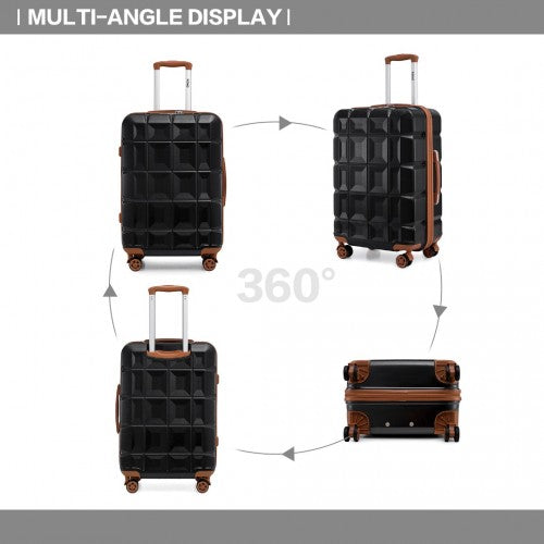 Easy Luggage K2292L - Kono Lightweight Hard Shell ABS Suitcase With TSA Lock And Vanity Case 4 Piece Set - Black And Brown