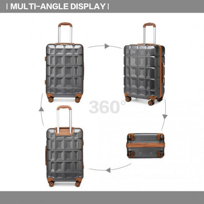 Easy Luggage K2292L - Kono Lightweight Hard Shell ABS Suitcase With TSA Lock And Vanity Case 4 Piece Set - Grey