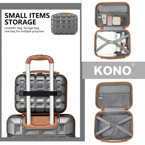 Easy Luggage K2292L - Kono Lightweight Hard Shell ABS Suitcase With TSA Lock And Vanity Case 4 Piece Set - Grey