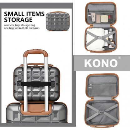 Easy Luggage K2292L - Kono Lightweight Hard Shell ABS Suitcase With TSA Lock And Vanity Case 4 Piece Set - Grey