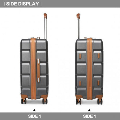 Easy Luggage K2292L - Kono Lightweight Hard Shell ABS Suitcase With TSA Lock And Vanity Case 4 Piece Set - Grey