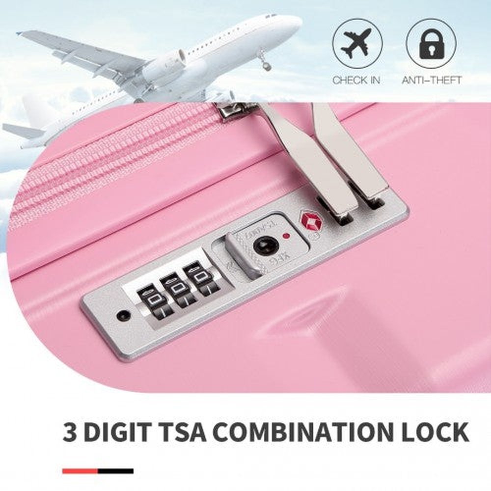 Easy Luggage K2292L - Kono 20 Inch Lightweight Hard Shell ABS Luggage Cabin Suitcase With TSA Lock - Pink