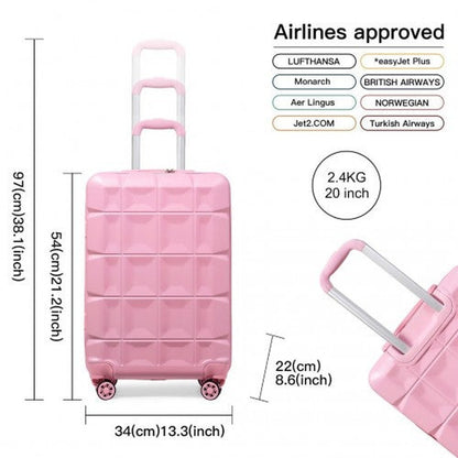 Easy Luggage K2292L - Kono 20 Inch Lightweight Hard Shell ABS Luggage Cabin Suitcase With TSA Lock - Pink