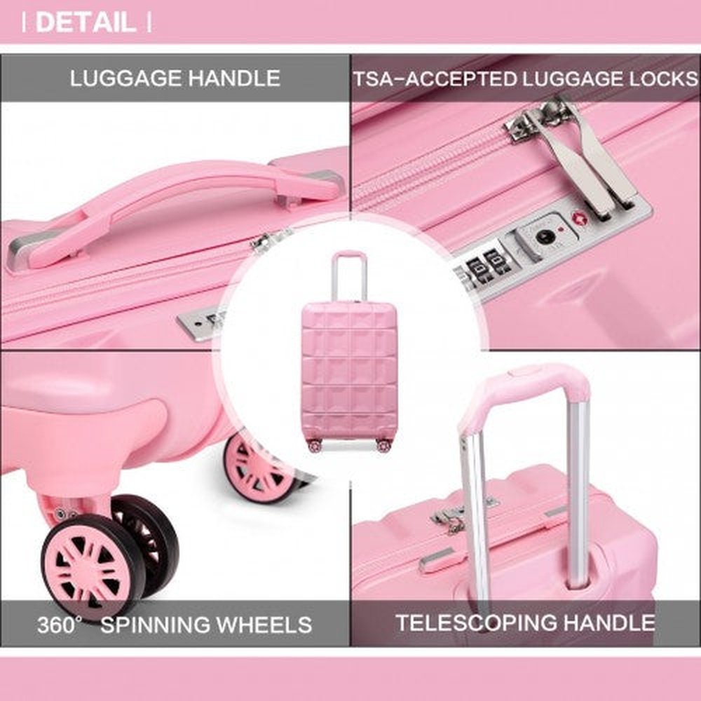 Easy Luggage K2292L - Kono 20 Inch Lightweight Hard Shell ABS Luggage Cabin Suitcase With TSA Lock - Pink