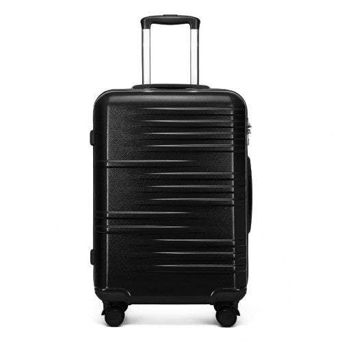 Easy Luggage K2391L - British Traveller 24 Inch Durable Polycarbonate and ABS Hard Shell Suitcase With TSA Lock - Black