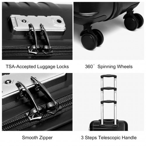 Easy Luggage K2391L - British Traveller 24 Inch Durable Polycarbonate and ABS Hard Shell Suitcase With TSA Lock - Black